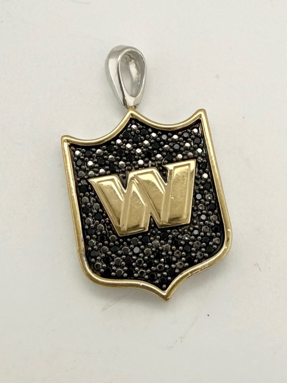 9.25 Sterling Silver Gold Washington Commanders NFL Football Pendant Necklace